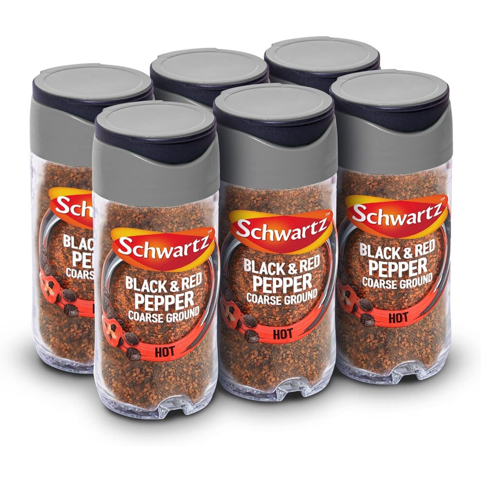 Schwartz Black & Red Pepper Course Ground 45 G  Jar  Pack of 6  Deep & Warm Flavour  Adds a Spicy Kick  Versatile Ingredient