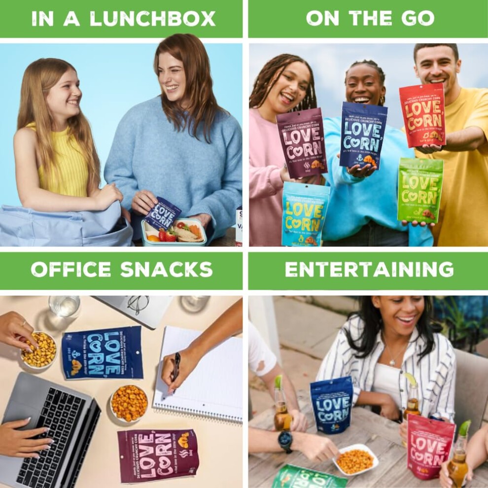 LOVE CORN Sour Cream & Chive Crunchy Corn Snack 20g X 24 Bags ? Healthy Snacks Ideal for Gluten Free & Vegan Diets ? Low Sugar Alternative for Crisps, thumbnail