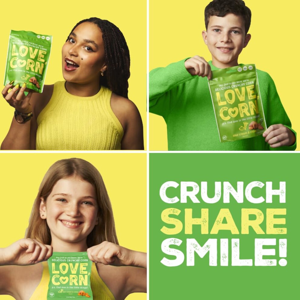 LOVE CORN Sour Cream & Chive Crunchy Corn Snack 20g X 24 Bags ? Healthy Snacks Ideal for Gluten Free & Vegan Diets ? Low Sugar Alternative for Crisps, thumbnail