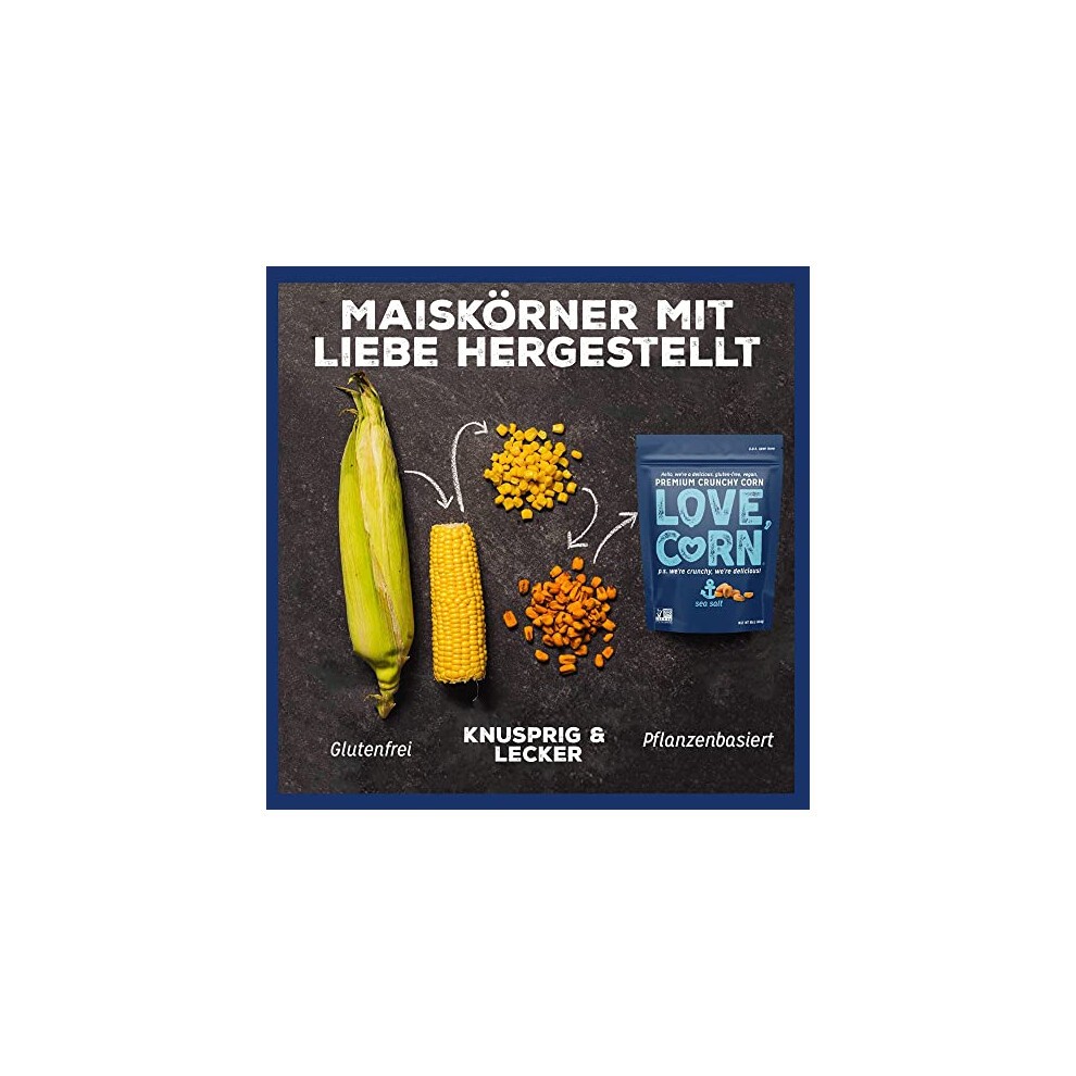 LOVE CORN Variety Pack (8x Sea Salt, 8x BBQ, 8x Salt & Vinegar 20g) ? Healthy Snacks Ideal for Gluten Free & Vegan Diets ? Low Sugar Alternative for thumbnail