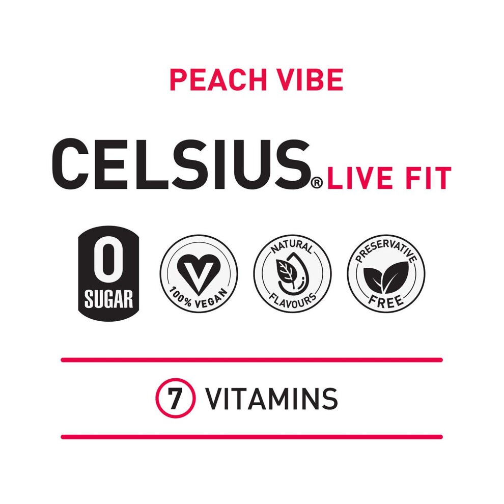 Celsius Sparkling Energy Drink Peach Vibe with Zero Sugar 355ml, 12 Pk thumbnail
