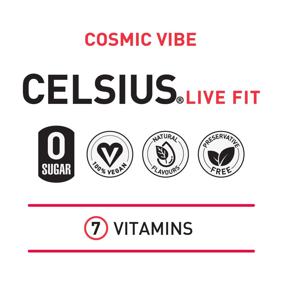 Celsius Sparkling Energy Drink Cosmic Vibe with Zero Sugar 355ml,12 Pk thumbnail