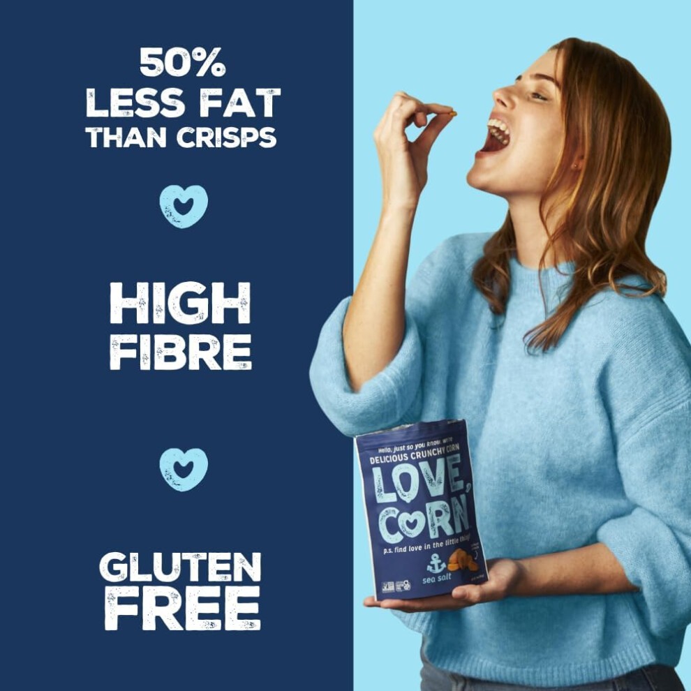 LOVE CORN Variety Pack (6x Sea Salt, 6x BBQ, 6x Salt & Vinegar, 6x Sour Cream & Chive 20g) Healthy Snacks Ideal for Gluten Free & Vegan Diets thumbnail