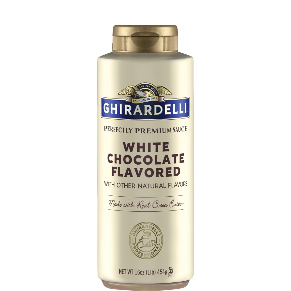 Ghirardelli White Chocolate Flavored Sauce Squeeze Bottle, White Chocolate Flavored Sauce, 16 Oz