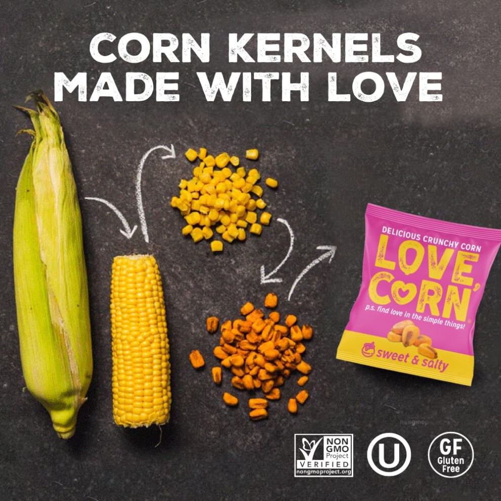 LOVE CORN Sweet & Salty Crunchy Corn Snack 20g X 24 Bags ? Healthy Snacks Ideal for Gluten Free Diets ? Alternative for Crisps, Popcorn & Chocolate ? thumbnail