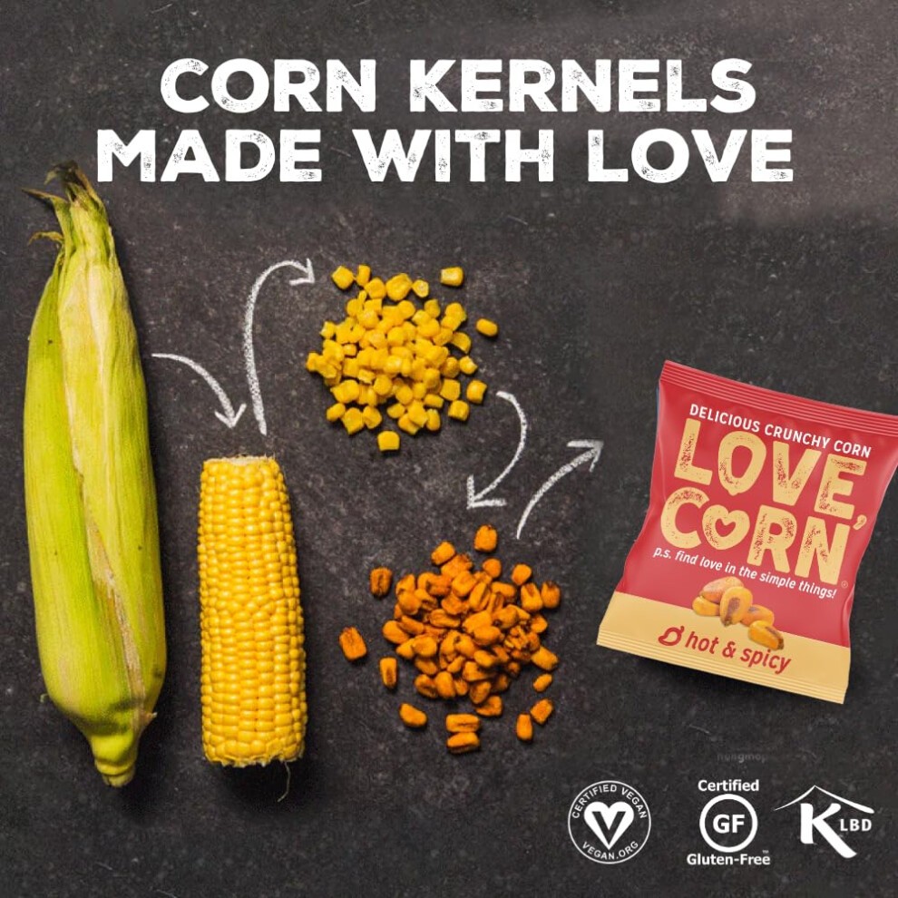 LOVE CORN Habanero Chilli Crunchy Corn Snack 20g X 24 Bags ? Healthy Snacks Ideal for Gluten Free & Vegan Diets ? Low Sugar Alternative for Crisps, thumbnail