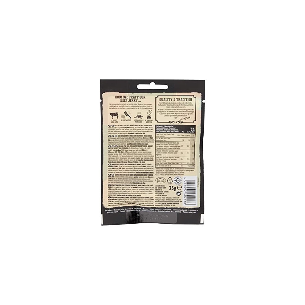 Jack Link's Beef Jerky, Original Flavour High Protein Meat Snack, Multipack Box of 12 X 25g Packs thumbnail