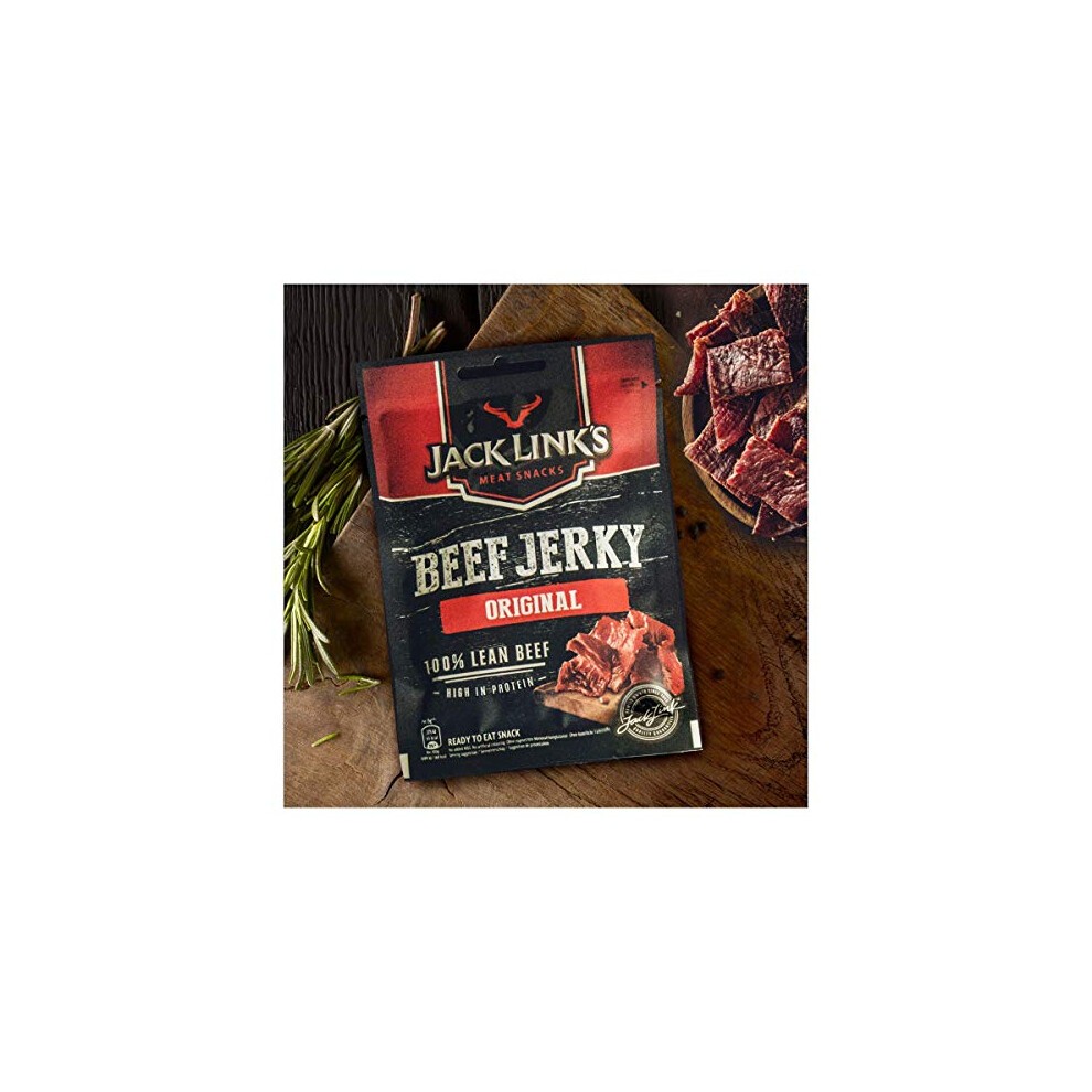 Jack Link's Beef Jerky, Original Flavour High Protein Meat Snack, Multipack Box of 12 X 25g Packs thumbnail
