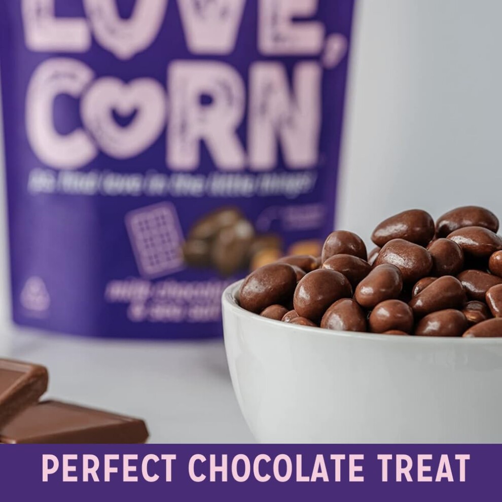 LOVE CORN Milk Chocolate & Sea Salt Crunchy Corn Snack 15g X 30 Bags ? Chocolate Multipack Snacks Ideal for Gluten Free Diets ? Chocolate Gift ? thumbnail