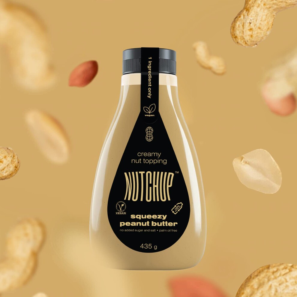 NUTCHUP the First Squeezy Peanut Butter | Delicious Nut Topping | Smooth & Crunchy Pancake, Waffle, Ice Cream, Pizza Sauce | 435g Bottle (Peanut thumbnail