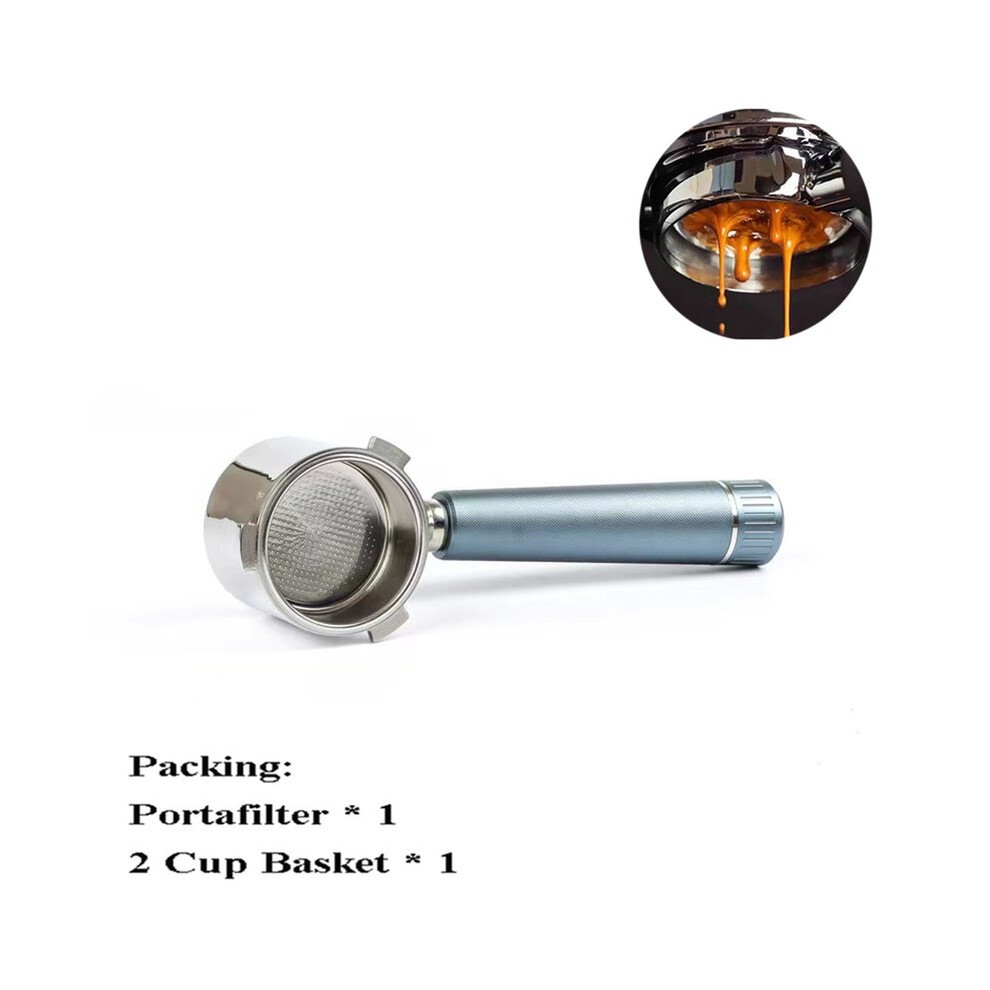 (blue) 51mm Bottomless Portafilter for Delonghi 9155/9255/9355/9335/9665 Stainless Steel Naked Coffee Handle with Basket