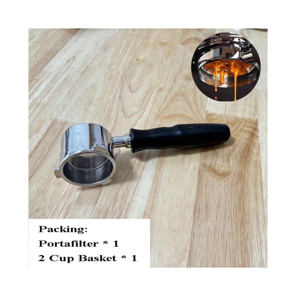 (D Black Wood) 51mm Bottomless Portafilter for Delonghi 9155/9255/9355/9335/9665 Stainless Steel Naked Coffee Handle with Basket