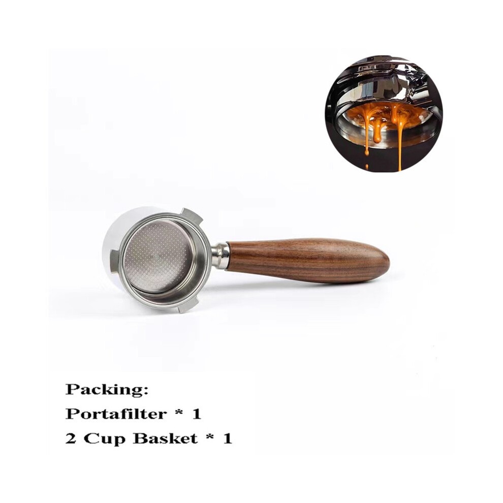 (walnut Wood) 51mm Bottomless Portafilter for Delonghi 9155/9255/9355/9335/9665 Stainless Steel Naked Coffee Handle with Basket