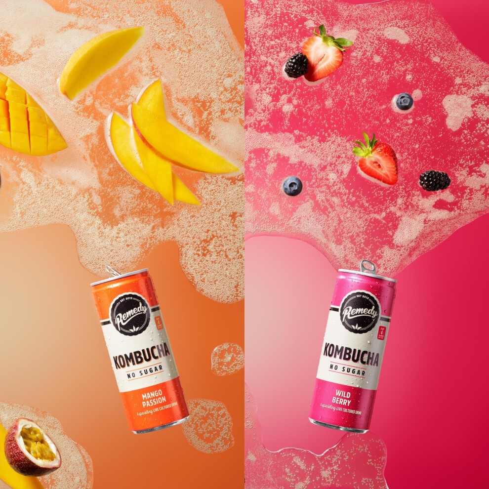 Bundle of Remedy Kombucha Tea - Sparkling Live Cultured Soft Drink - Wild Berry & Mango Passion 24 X 250ml thumbnail