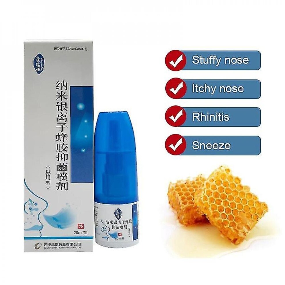 Tib 20ml Nano Silver Ion Propolis Nose Spray for Rhinitis Sinusitis Caused by Colds Sneezing Runny Nose Drops Goods for Health Care