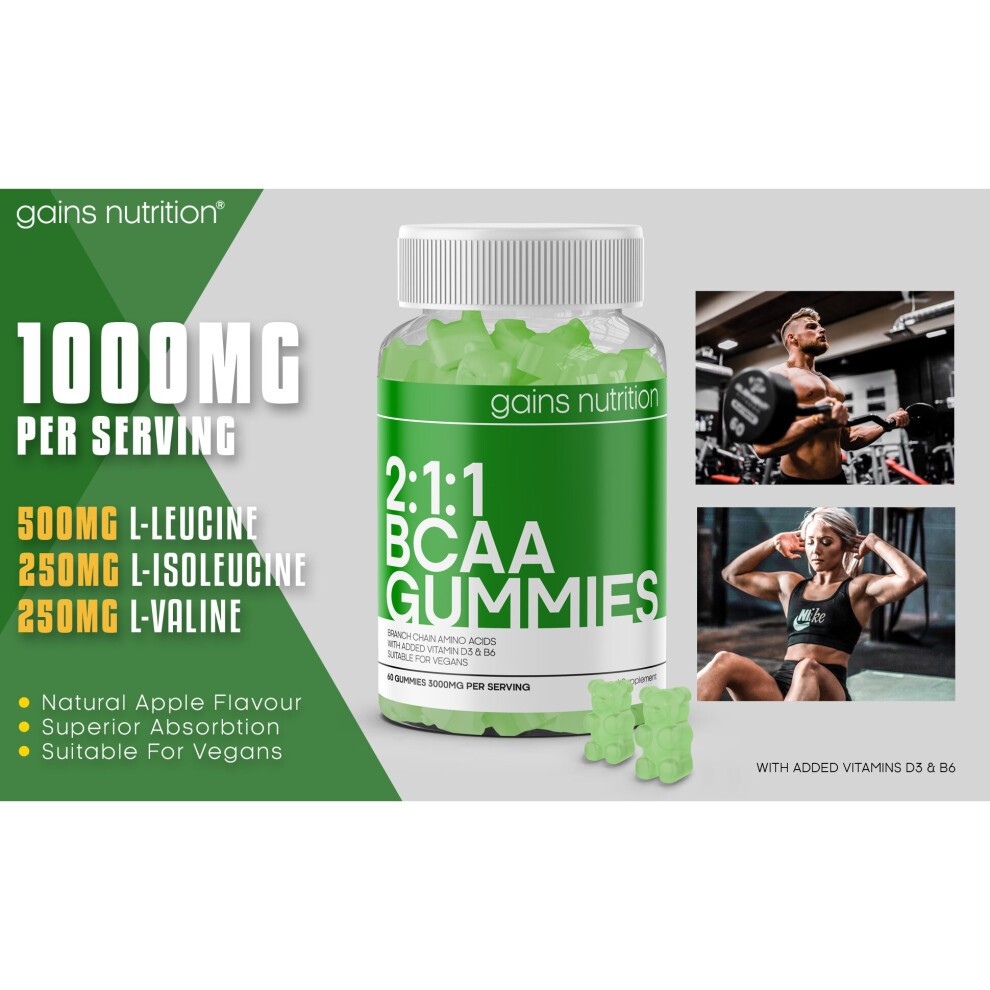 BCAA 2:1:1 Gummies - 1000mg Branch Chain Amino Acids per Serving thumbnail