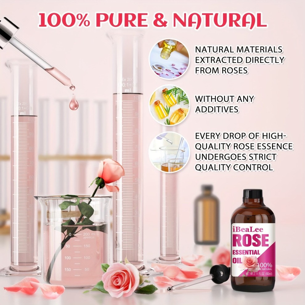 100 Pure Natural Rose Hair Care Beauty Rose Use for Face Hair & Scalp Care Body and Hair Organic Blend of Apricot Vitamin E and Sweet Almond Moisturiz thumbnail