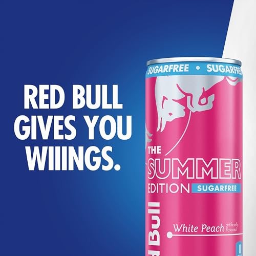 Red Bull Summer Edition Sugarfree Energy Drink, White Peach, 12 Fl. Oz., Case of 24 Cans, with 114mg Caffeine, Taurine & B Vitamins thumbnail