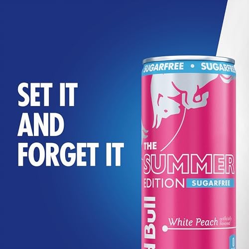 Red Bull Summer Edition Sugarfree Energy Drink, White Peach, 12 Fl. Oz., Case of 24 Cans, with 114mg Caffeine, Taurine & B Vitamins thumbnail