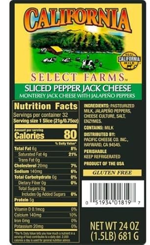 California Select Farms Sliced Pepper Jack Cheese 1.5 LB thumbnail