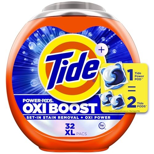 Tide Oxi Boost Power Pods with Stain Remover and Oxi Power Laundry Detergent  32 Count