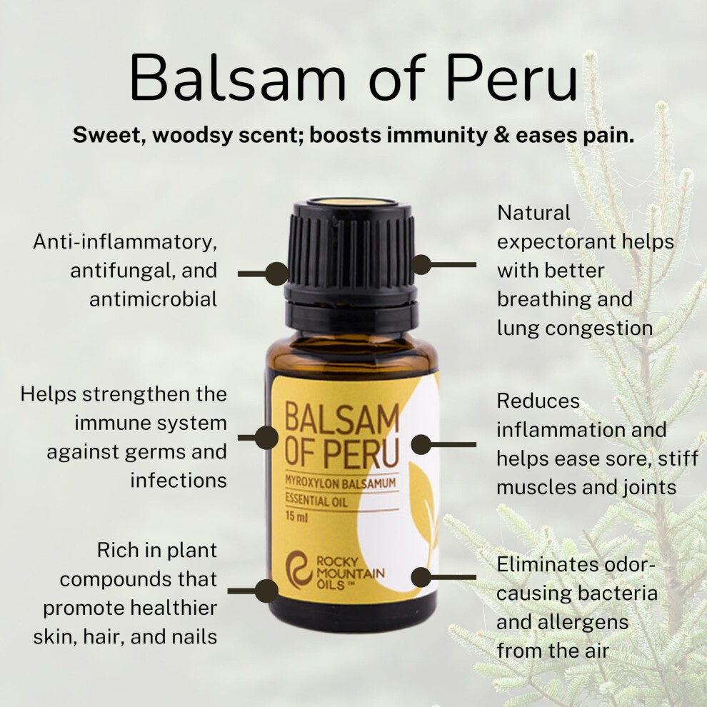 Rocky Mountain Oils Balsam of Peru Essential Oil - 100% Pure & Natural Aromatherapy Grade | Rich  Sweet Scent for Diffusers  Home & Skin Care | 15ml B thumbnail