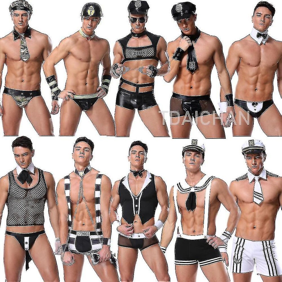 (20198) Sexy Mens Costume Cosplay Uniform Men Underwear Set Exotic Costumes for Valentine