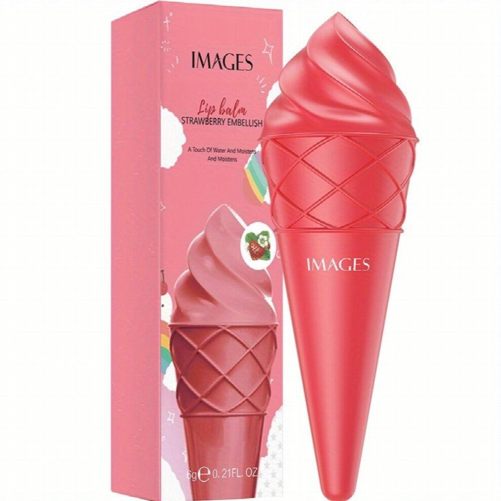 4 Flavors of Hydrating and Moisturizing Lip Balm in Ice Cream Shape Perfect for Women and Girls Fruit Flavored Strawberry Water Peach Avocado and Hone
