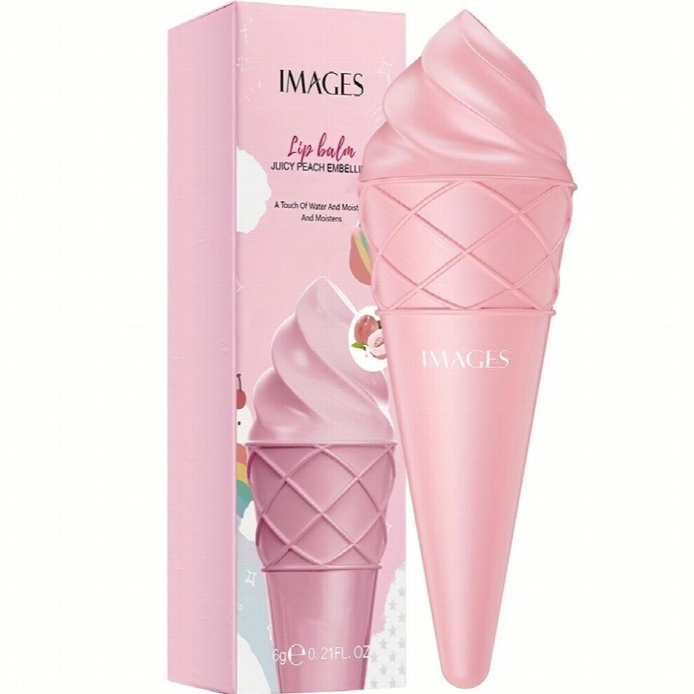 4 Flavors of Hydrating and Moisturizing Lip Balm in Ice Cream Shape Perfect for Women and Girls Fruit Flavored Strawberry Water Peach Avocado and Hone thumbnail