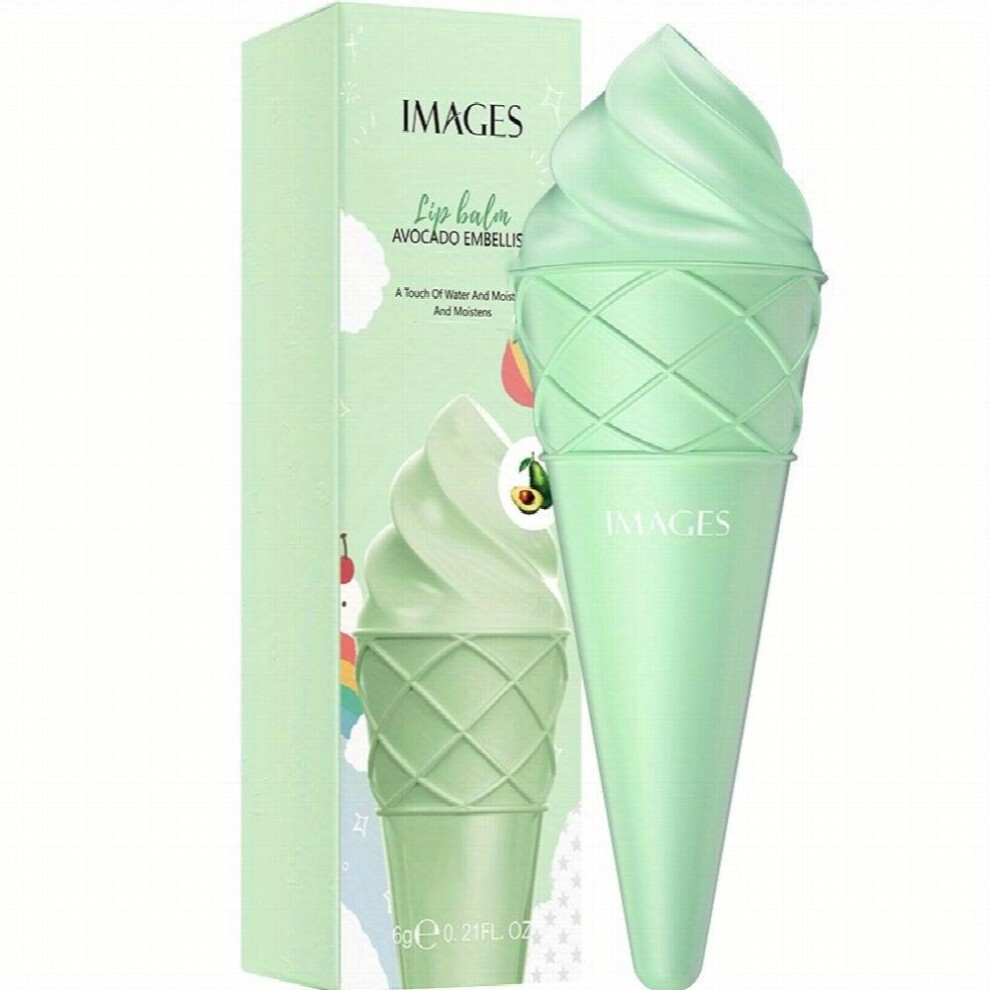 4 Flavors of Hydrating and Moisturizing Lip Balm in Ice Cream Shape Perfect for Women and Girls Fruit Flavored Strawberry Water Peach Avocado and Hone thumbnail