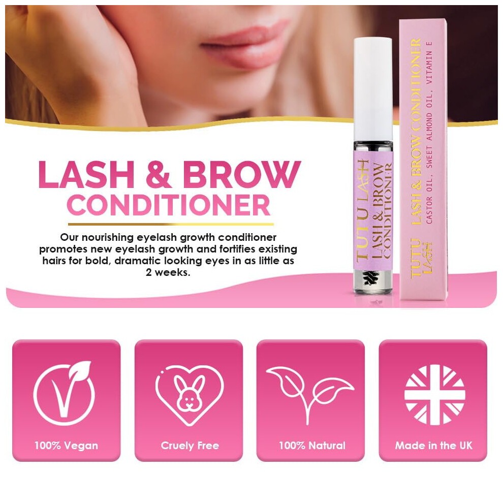 Lash and Brow Conditioner Natural Oils Castor Oil Sweet Almond Oil Vitamin E Lash Serum Brow Serum Lash Growth Vegan Cruelty Free 100% Natural Tutu thumbnail