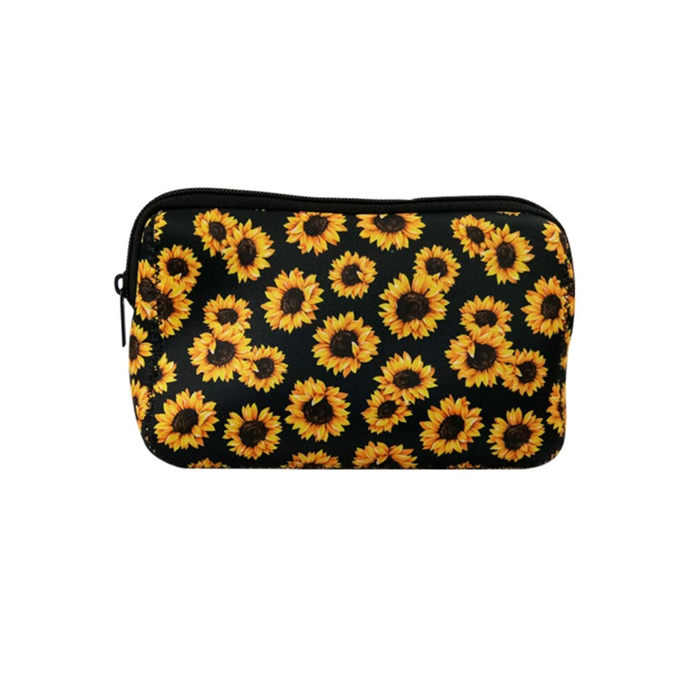 AJLTPA Cosmetic Bag Waterproof Neoprene Zipper Pouch Travel Portable Toiletry Makeup Bags Organizer Case for Women and Girls  Sunflower thumbnail