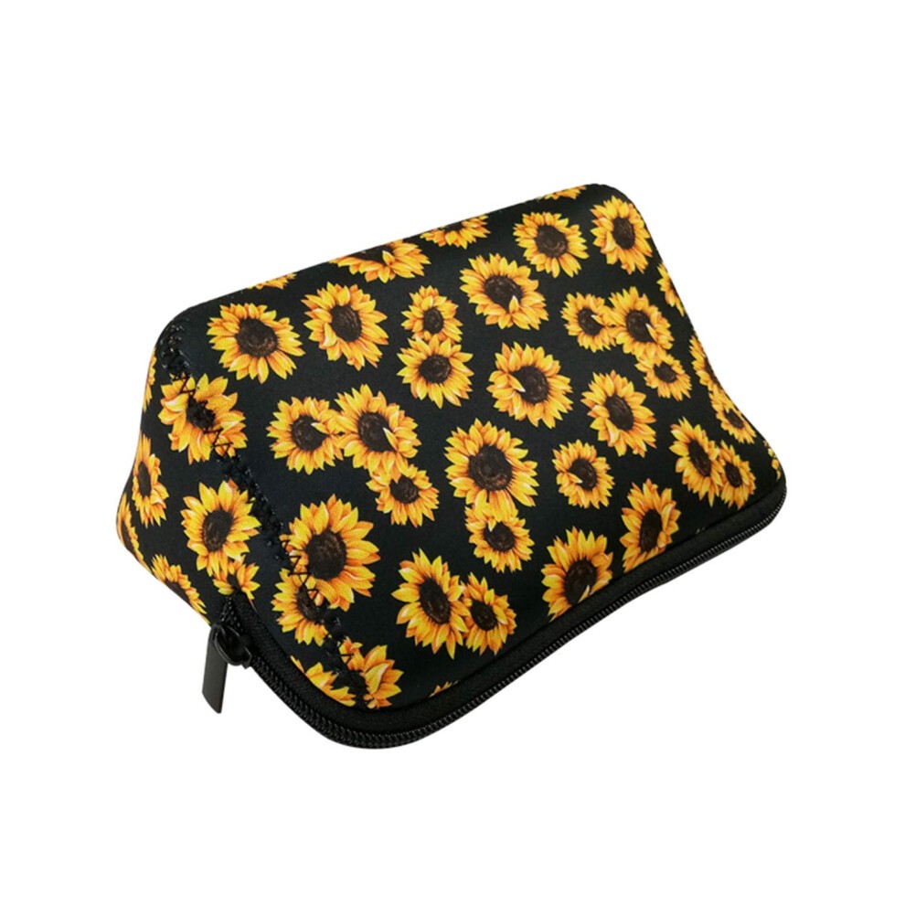 AJLTPA Cosmetic Bag Waterproof Neoprene Zipper Pouch Travel Portable Toiletry Makeup Bags Organizer Case for Women and Girls  Sunflower thumbnail