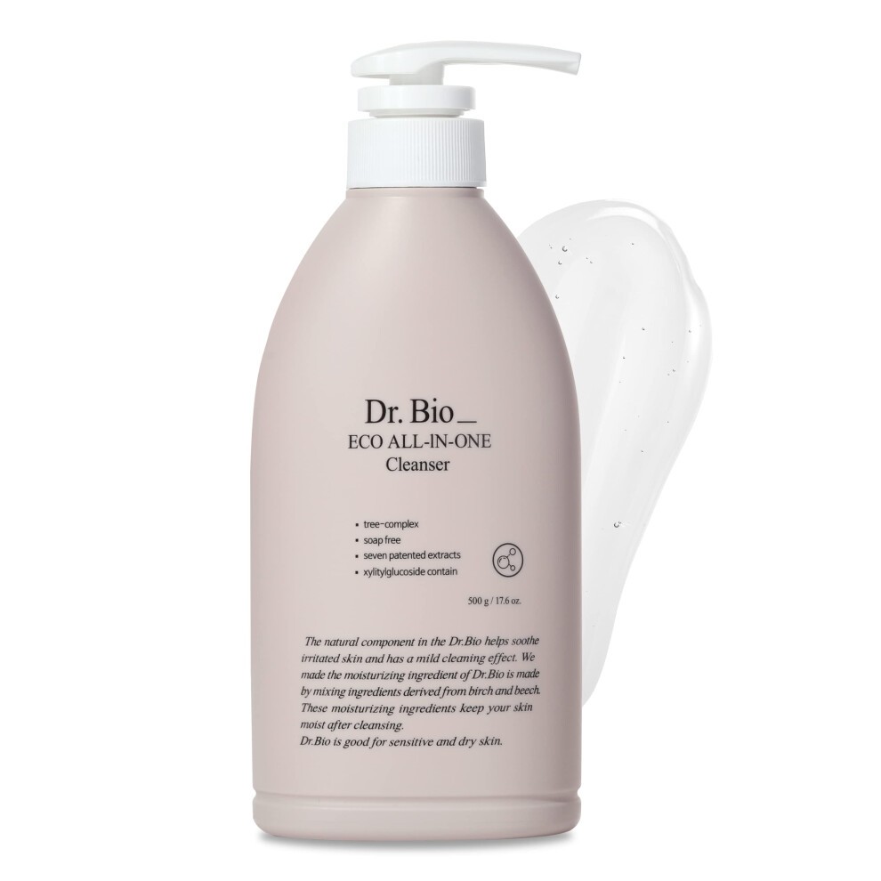 Dr. Bio Eco All-in-One Cleanser (17.6 Oz/500ml)| Hydrating Unscented Korean Body Wash  Ceramide Moisturizes Sensitive Skin Using Probiotics & CICA  Fa