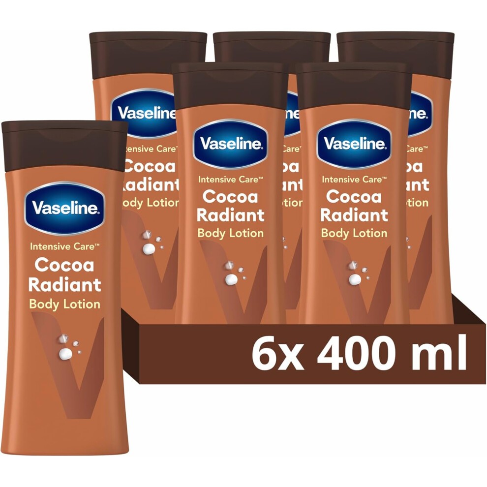 Vaseline Cocoa Radiant Body Lotion 100% Cocoa Butter for Dry Skin 6x 400 Ml