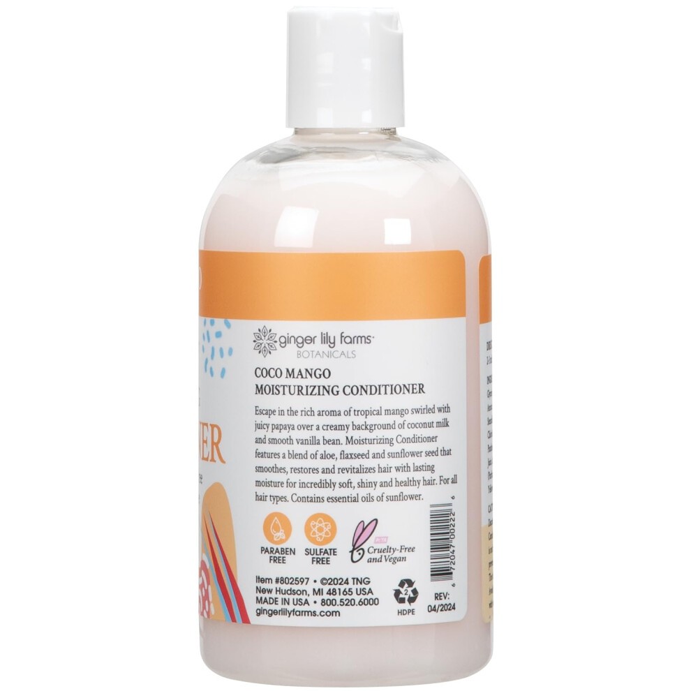 Ginger Lily Farms Botanicals Moisturizing Conditioner for Dry Hair  Coco Mango  100% Vegan & Cruelty-Free  Coconut Mango Scent  12 Fl Oz (Pack of 6) thumbnail