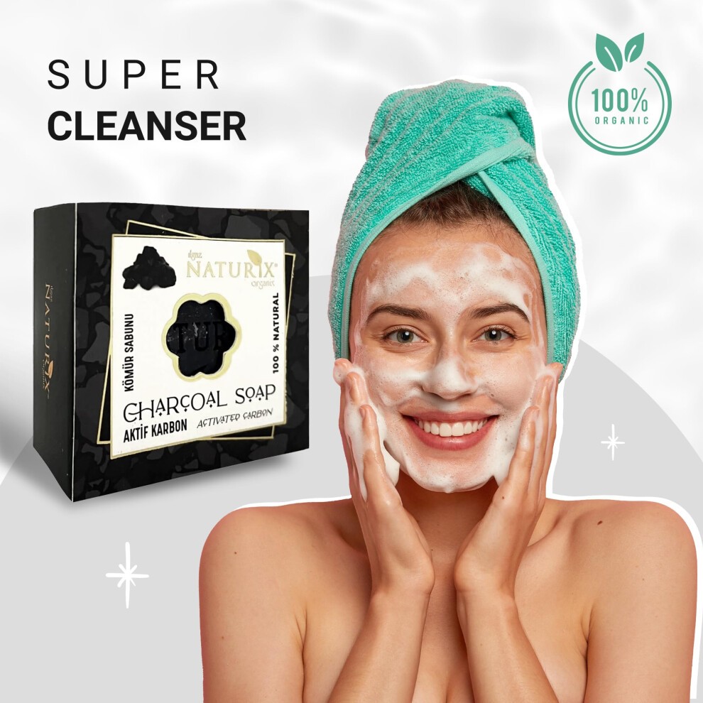 LIMOPA Coal Organic Bar Soap Moisturizing Soap Made from Natural Oil | Hair Hand Face Body Bath Wash | Skin Care Cleanser Shampoo thumbnail