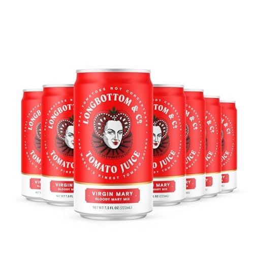 Longbottom & Co. Virgin Bloody Mary Mix/Tomato Juice | Premium Made with Fresh Pressed Tomatoes | Low in Sodium | 7.5 Fl Oz (24 Pack)