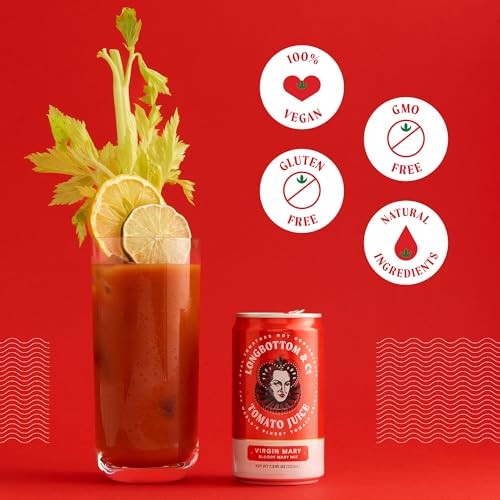 Longbottom & Co. Virgin Bloody Mary Mix/Tomato Juice | Premium Made with Fresh Pressed Tomatoes | Low in Sodium | 7.5 Fl Oz (24 Pack) thumbnail