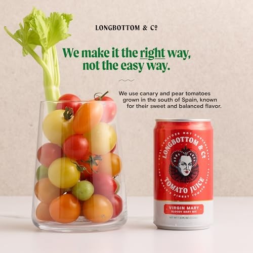 Longbottom & Co. Virgin Bloody Mary Mix/Tomato Juice | Premium Made with Fresh Pressed Tomatoes | Low in Sodium | 7.5 Fl Oz (24 Pack) thumbnail