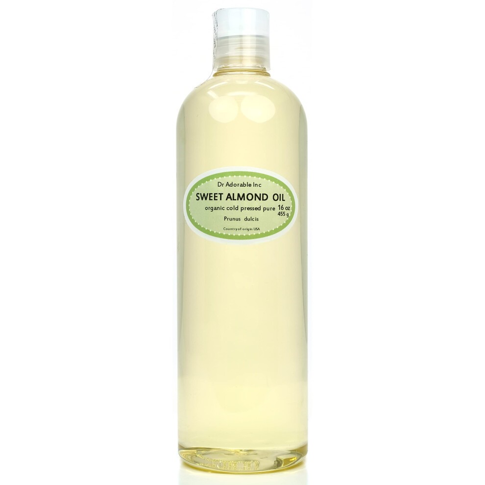 Dr Adorable - 16 Oz - Sweet Almond Oil - 100% Pure Natural Organic Cold Pressed