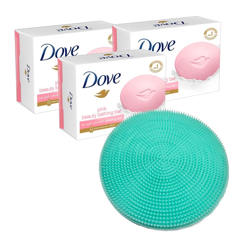 Dove Bar Soap Pink Unisex Bars 3pcs Premium Washing Hands and Body Shower Gentle Soft Silicone Body Exfolianting Scrubber 44inch
