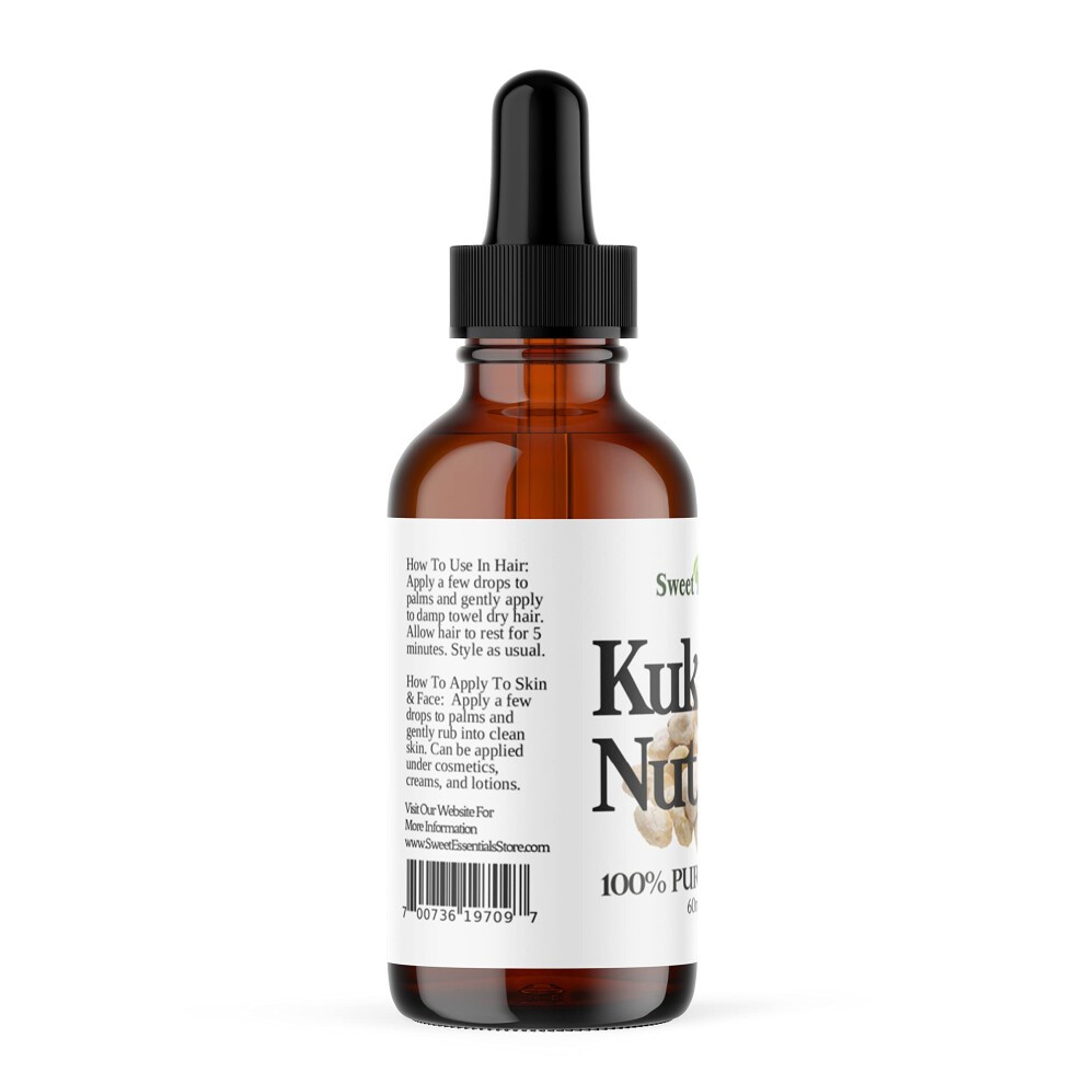 100% Organic Kukui Nut Oil | Imported from Hawaii | 2oz Glass Bottle | Glass Dropper | Natural Moisturizer for Skin  Hair and Face | by Sweet Essentia thumbnail