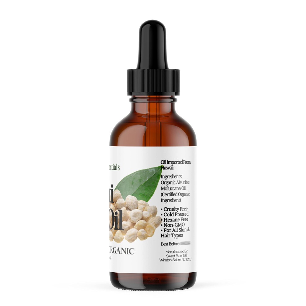 100% Organic Kukui Nut Oil | Imported from Hawaii | 2oz Glass Bottle | Glass Dropper | Natural Moisturizer for Skin  Hair and Face | by Sweet Essentia thumbnail