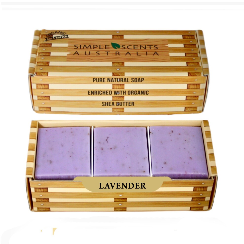 Simple Scents Australia Lavender with Flowers Scented Natural Soap Bars (6 Bars)  3.5oz Moisturizing French Triple Milled Soap Bars Enriched with Shea