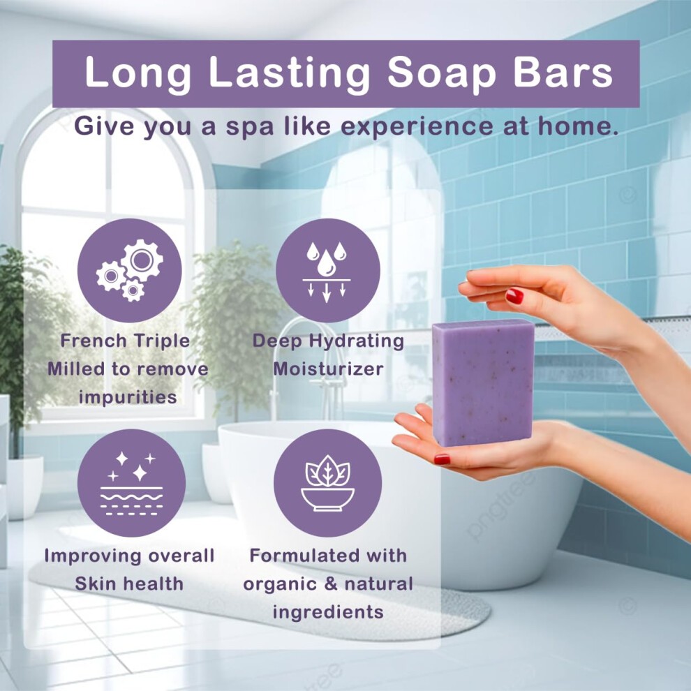 Simple Scents Australia Lavender with Flowers Scented Natural Soap Bars (6 Bars)  3.5oz Moisturizing French Triple Milled Soap Bars Enriched with Shea thumbnail