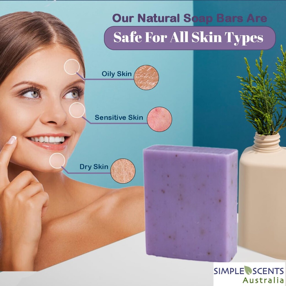 Simple Scents Australia Lavender with Flowers Scented Natural Soap Bars (6 Bars)  3.5oz Moisturizing French Triple Milled Soap Bars Enriched with Shea thumbnail