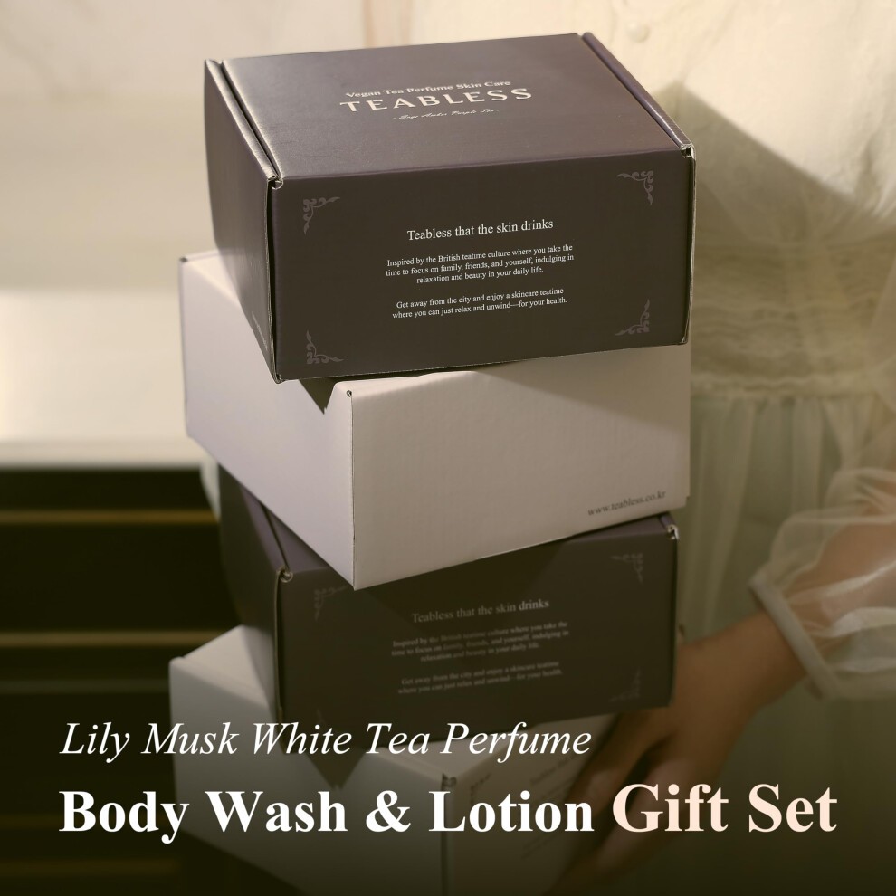 TEABLESS Perfume Body Lotion & Wash  Lily Musk White Tea Gift Set - Hydrating Vegan Moisturizer for Sensitive Dry Skin - Korean Skin Care - Gentle  So thumbnail