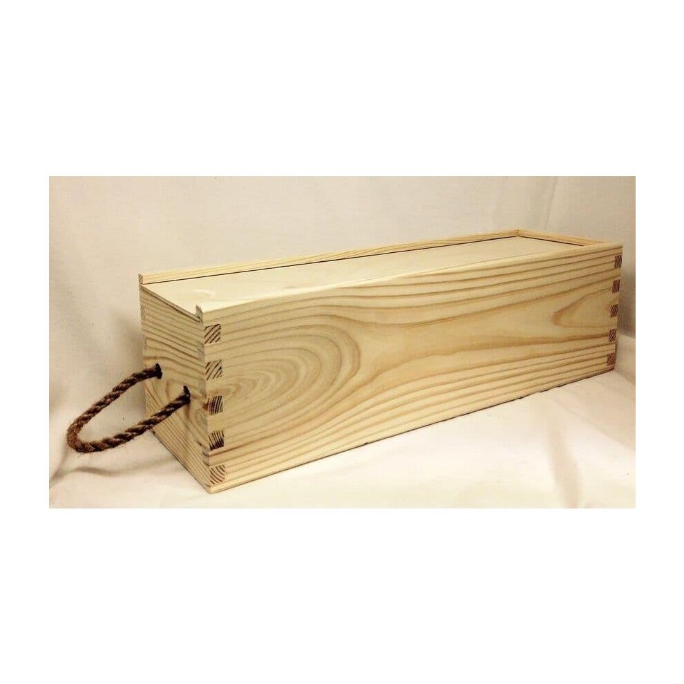Pinewood Single Wine Box with Sliding Lid