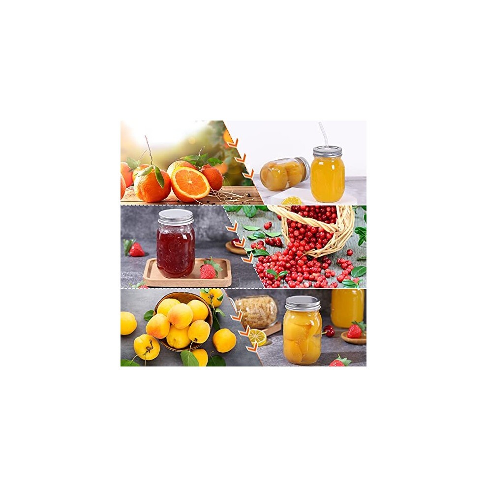 Glass Mason Jars with Lids,Food Storage Jars 16 Oz for Homemade Food Preserving Jam,Honey Yogurt,Pickle and Beans Canning Jars with 18pcs Spare L thumbnail